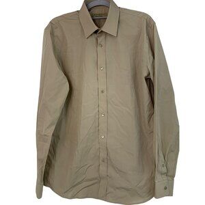 Burberry Mens Modern Fit Beige Long Sleeve Button Dress Shirt Size 15 neck 7814